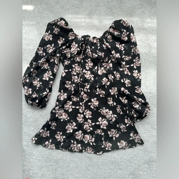 Missguided Dresses | Brand New - Missguided Black Floral Corset Milkmaid Dress | Color: Black | Size: 6 | Pm-64550486's Closet